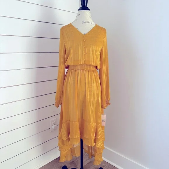 NWT Nanette Lepore Gold Ray Shear Dress Women’s Sz 8 - Picture 1 of 5